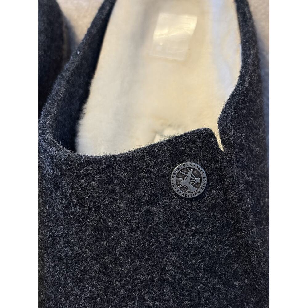 Birkenstock Zermatt Dark Grey Wool Shearling Slippers Size 38 Narrow L7 M5 - Picture 7 of 13